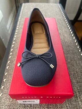 Kelly & Katie Navy Knit Bow Ballet Flat